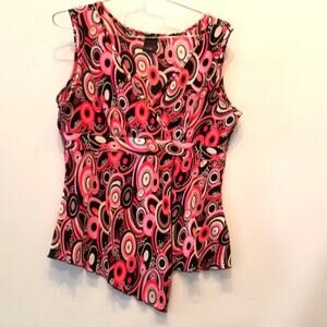 J.t.b. Stretch Tank Top Pink Black Sleeve Less V Neck Comfortable Womens Size XL